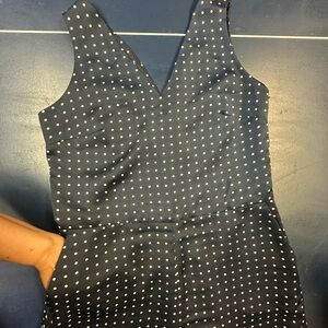 Navy Polka Dot Sleeveless Jumpsuit